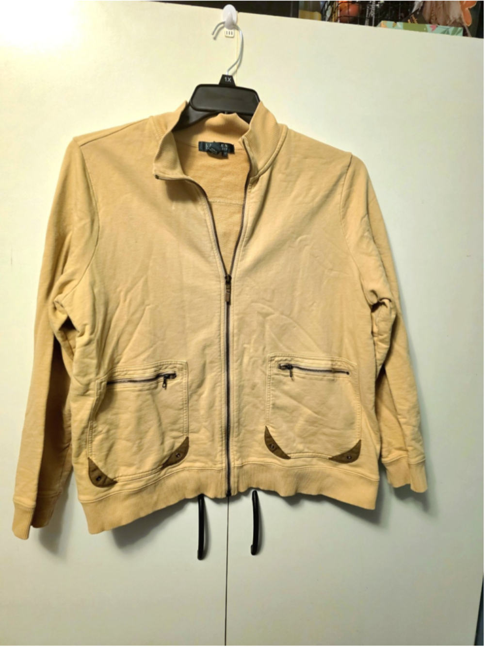 Vintage Lauren Ralph Lauren Jacket Womens 2X Beige Full Zip Equestrian USA